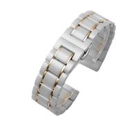 NFJNFCF Keramik-Uhrenarmband, kompatibel mit Rossini Guess Ebo Watch King, Stahl-Uhrenarmband, 16-18 mm(White Golden,17mm)