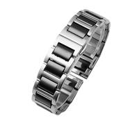 NFJNFCF Keramik-Uhrenarmband, kompatibel mit Rossini Guess Ebo Watch King, Stahl-Uhrenarmband, 16-18 mm(Silver Black,16mm)