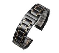 NFJNFCF Keramik-Uhrenarmband, kompatibel mit Rossini Guess Ebo Watch King, Stahl-Uhrenarmband, 16-18 mm(Black Golden,19mm)