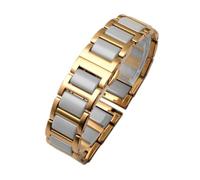 NFJNFCF Keramik-Uhrenarmband, kompatibel mit Rossini Guess Ebo Watch King, Stahl-Uhrenarmband, 16-18 mm(Golden white,20mm)