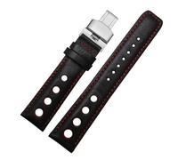 NFJNFCF Kompatibel mit 1853 Tissot T91 Racing Sports Series PRS516 T044 Echtlederarmband mit Schmetterlingsschnalle, Herrenarmband, 20 mm(Black red-silver)