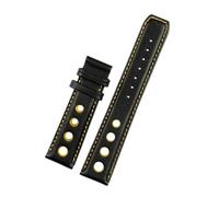 NFJNFCF Kompatibel mit 1853 Tissot T91 Racing Sports Series PRS516 T044 Echtlederarmband mit Schmetterlingsschnalle, Herrenarmband, 20 mm(Black yellow-NO)