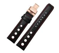 NFJNFCF Kompatibel mit 1853 Tissot T91 Racing Sports Series PRS516 T044 Echtlederarmband mit Schmetterlingsschnalle, Herrenarmband, 20 mm(Black red-rosegold)