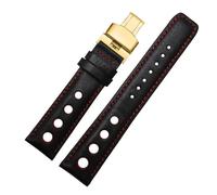 NFJNFCF Kompatibel mit 1853 Tissot T91 Racing Sports Series PRS516 T044 Echtlederarmband mit Schmetterlingsschnalle, Herrenarmband, 20 mm(Black red-gold)