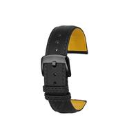 NFJNFCF Kompatibel mit Breitling Avenger Blackbird Uhrenarmband B01 Super Ocean Yellow Rindsleder-Armband Herren Faltschließe aus Edelstahl 22 mm(Black black pin)