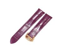 NFJNFCF Kompatibel mit Cartier-Uhrenarmband London Herren- und Damenarmband aus echtem Rindsleder mit flacher Schnittstelle und massiver Stahlschnalle 16 17 18 20(Purple-Rose-Z4,18mm)