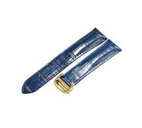 NFJNFCF Kompatibel mit Cartier-Uhrenarmband London Herren- und Damenarmband aus echtem Rindsleder mit flacher Schnittstelle und massiver Stahlschnalle 16 17 18 20(Blue-Golden-Z4,20mm)