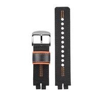NFJNFCF Kompatibel mit Casio PROTREK Nylon-Uhrenarmband PRW-6000 PRW6100 PRW3000 PRW3100 PRG-300 Atmungsaktives Nylon-Rindsleder-Uhrenarmband for Herren(Black orange sk)