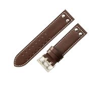 NFJNFCF Kompatibel mit Hamilton Jazz Khaki Aviation Field Herren-Uhrenarmband aus echtem Leder, 20 22 mm, Allergy Double Hole, atmungsaktive Uhrenarmbänder(Coffee white-Steel-,20mm)