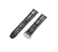 NFJNFCF Kompatibel mit Maurice Lacroix Pontos Les Classiques-Serie, wasserdichtes Armband aus echtem Rindsleder, Doppeldruck-Faltschließe, Armband 20-22 mm(Black-Steel,22mm)