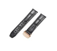 NFJNFCF Kompatibel mit Maurice Lacroix Pontos Les Classiques-Serie, wasserdichtes Armband aus echtem Rindsleder, Doppeldruck-Faltschließe, Armband 20-22 mm(Black-Rose,22mm)