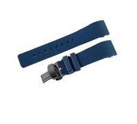 NFJNFCF Kompatibel mit Santos Sandoz 100 Series 20 23 mm flache Schnittstelle, solide Edelstahl-Schnalle, Silikon-Uhrenarmband, Herren- und Damenarmband(Blue-BK-B1,20mm)