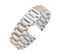 NFJNFCF Kompatibel mit Tissot Rossini CITIZEN Longines Edelstahlarmband mit gebogenem Ende 14 16 17 18 19 mm 20 mm 21 mm 22 mm 23 mm Stahlbanduhr St(Silver rose,Width 16mm)