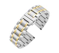 NFJNFCF Kompatibel mit Tissot Rossini CITIZEN Longines Edelstahlarmband mit gebogenem Ende 14 16 17 18 19 mm 20 mm 21 mm 22 mm 23 mm Stahlbanduhr St(Silver gold,Width 22mm)