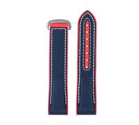 NFJNFCF Neues 20mm 22mm Gummi-Silikon-Rückseite, blaues Uhrenarmband, Nylon-Armband, kompatibel mit Omega Seamaster 300, Speedmaster 8900, Planet Ocean Tools(Blue red-A bucke,20mm)
