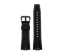 NFJNFCF Neues Echtleder-Armband, kompatibel mit Casio Steel Heart Watch GST-B400 GST-B400BD-Serie, modifiziertes Armband, Nylon-Sportarmband for Herren(A black white-silver)