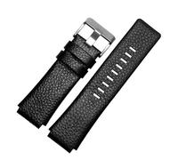 NFJNFCF Neues hochwertiges Leder-Uhrenarmband for Herren mit Kette, kompatibel mit Diesel DZ1089 DZ1123 DZ1132, Ersatz-Konvex-Schwarz-Armband 30 x 22 mm, 30 mm, 28 mm(Black silver,28mm-18mm)