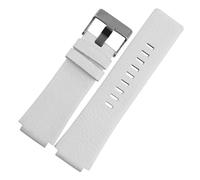 NFJNFCF Neues hochwertiges Leder-Uhrenarmband for Herren mit Kette, kompatibel mit Diesel DZ1089 DZ1123 DZ1132, Ersatz-Konvex-Schwarz-Armband 30 x 22 mm, 30 mm, 28 mm(White silver,28mm-18mm)