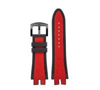 NFJNFCF Nubuk-Nylon-Ledergürtel, weiches Gummi-Uhrenarmband, 28 mm, kompatibel mit Roger Dubuis-Armband, EXCALIBUR-Serie, Dornschließe, Zubehör(Red black)