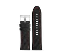 NFJNFCF Nylon-Armband kompatibel mit Diesel Dz4500 Dz4506 DZ7420 DZ4318 Canvas-Silikon-Uhrenarmband Herren Officer Series 24 26 28 mm Zubehör(Black red silver,26mm)
