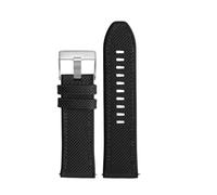 NFJNFCF Nylon-Armband kompatibel mit Diesel Dz4500 Dz4506 DZ7420 DZ4318 Canvas-Silikon-Uhrenarmband Herren Officer Series 24 26 28 mm Zubehör(Black silver,26mm)