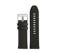 NFJNFCF Nylon-Armband kompatibel mit Diesel Dz4500 Dz4506 DZ7420 DZ4318 Canvas-Silikon-Uhrenarmband Herren Officer Series 24 26 28 mm Zubehör(Gree silver,24mm)
