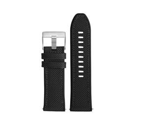 NFJNFCF Nylon-Armband kompatibel mit Diesel Dz4500 Dz4506 DZ7420 DZ4318 Canvas-Silikon-Uhrenarmband Herren Officer Series 24 26 28 mm Zubehör(Black silver,28mm)
