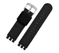 NFJNFCF Nylon-Armband kompatibel mit SWATCH YCS YAS Uhrenarmband Uhrenzubehör Refit Armband Armband 17 mm 19 mm Herren und Damen Canvas(Black silver,19mm)