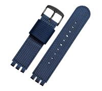 NFJNFCF Nylon-Armband kompatibel mit SWATCH YCS YAS Uhrenarmband Uhrenzubehör Refit Armband Armband 17 mm 19 mm Herren und Damen Canvas(Blue black,17mm)