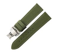 NFJNFCF Nylon Canvas Sport Climbing Echtleder-Uhrenarmband kompatibel mit Hengyuan EOne Classic Series Seiko wasserdichtem Armband 20 mm 22(Green-Steel-B1,22mm)