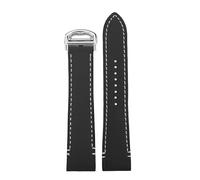 NFJNFCF Schnell abnehmbares Uhrenarmband aus echtem Rindsleder, kompatibel mit Cartier Santos WSSA0010, Rindslederarmband, 21 mm, Faltschließe(Black white line sk)