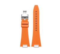NFJNFCF Schnellverschluss-Uhrenarmband aus Silikon, 27 mm, kompatibel mit Tissot PRX T137.407 T137.410, Fluorkautschuk-Armband, Herrenarmband(A-orange-silver)