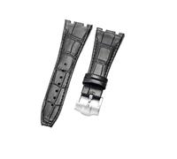 NFJNFCF Schwarz, blau, braun, zartes, ausgewähltes, tolles Rindsleder-Uhrenarmband, kompatibel mit Audemars Piguet Royal Oak Double Concave Interface-Armband 26 mm(Black Black-ST-K13)