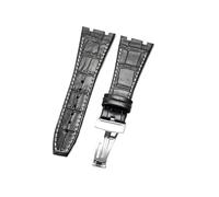 NFJNFCF Schwarz, blau, braun, zartes, ausgewähltes, tolles Rindsleder-Uhrenarmband, kompatibel mit Audemars Piguet Royal Oak Double Concave Interface-Armband 26 mm(Black White-ST-Z1)