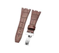 NFJNFCF Schwarz, blau, braun, zartes, ausgewähltes, tolles Rindsleder-Uhrenarmband, kompatibel mit Audemars Piguet Royal Oak Double Concave Interface-Armband 26 mm(Brown Brown-ST-Z1)