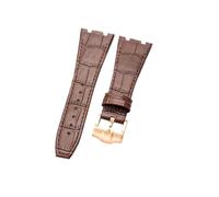 NFJNFCF Schwarz, blau, braun, zartes, ausgewähltes, tolles Rindsleder-Uhrenarmband, kompatibel mit Audemars Piguet Royal Oak Double Concave Interface-Armband 26 mm(Brown Brown-RS-K13)