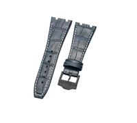NFJNFCF Schwarz, blau, braun, zartes, ausgewähltes, tolles Rindsleder-Uhrenarmband, kompatibel mit Audemars Piguet Royal Oak Double Concave Interface-Armband 26 mm(Blue White-BK-K13)