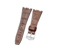 NFJNFCF Schwarz, blau, braun, zartes, ausgewähltes, tolles Rindsleder-Uhrenarmband, kompatibel mit Audemars Piguet Royal Oak Double Concave Interface-Armband 26 mm(Brown White-ST-K13)
