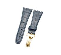 NFJNFCF Schwarz, blau, braun, zartes, ausgewähltes, tolles Rindsleder-Uhrenarmband, kompatibel mit Audemars Piguet Royal Oak Double Concave Interface-Armband 26 mm(Blue Blue-GD-Z1)