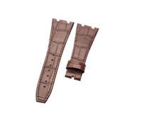 NFJNFCF Schwarz, blau, braun, zartes, ausgewähltes, tolles Rindsleder-Uhrenarmband, kompatibel mit Audemars Piguet Royal Oak Double Concave Interface-Armband 26 mm(Brown Brown-No)