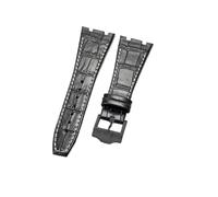 NFJNFCF Schwarz, blau, braun, zartes, ausgewähltes, tolles Rindsleder-Uhrenarmband, kompatibel mit Audemars Piguet Royal Oak Double Concave Interface-Armband 26 mm(Black White-BK-K13)