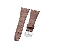 NFJNFCF Schwarz, blau, braun, zartes, ausgewähltes, tolles Rindsleder-Uhrenarmband, kompatibel mit Audemars Piguet Royal Oak Double Concave Interface-Armband 26 mm(Brown Brown-ST-K13)