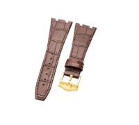 NFJNFCF Schwarz, blau, braun, zartes, ausgewähltes, tolles Rindsleder-Uhrenarmband, kompatibel mit Audemars Piguet Royal Oak Double Concave Interface-Armband 26 mm(Brown Brown-GD-K13)