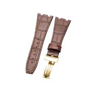 NFJNFCF Schwarz, blau, braun, zartes, ausgewähltes, tolles Rindsleder-Uhrenarmband, kompatibel mit Audemars Piguet Royal Oak Double Concave Interface-Armband 26 mm(Brown Brown-GD-Z1)