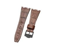 NFJNFCF Schwarz, blau, braun, zartes, ausgewähltes, tolles Rindsleder-Uhrenarmband, kompatibel mit Audemars Piguet Royal Oak Double Concave Interface-Armband 26 mm(Brown White-BK-K13)
