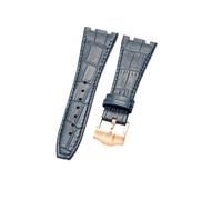 NFJNFCF Schwarz, blau, braun, zartes, ausgewähltes, tolles Rindsleder-Uhrenarmband, kompatibel mit Audemars Piguet Royal Oak Double Concave Interface-Armband 26 mm(Blue Blue-RS-K13)