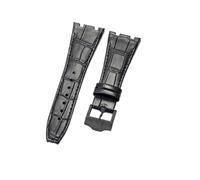 NFJNFCF Schwarz, blau, braun, zartes, ausgewähltes, tolles Rindsleder-Uhrenarmband, kompatibel mit Audemars Piguet Royal Oak Double Concave Interface-Armband 26 mm(Black Black-BK-K13)