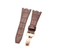 NFJNFCF Schwarz, blau, braun, zartes, ausgewähltes, tolles Rindsleder-Uhrenarmband, kompatibel mit Audemars Piguet Royal Oak Double Concave Interface-Armband 26 mm(Brown Brown-RS-Z1)