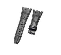 NFJNFCF Schwarz, blau, braun, zartes, ausgewähltes, tolles Rindsleder-Uhrenarmband, kompatibel mit Audemars Piguet Royal Oak Double Concave Interface-Armband 26 mm(Black Black-No)