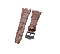 NFJNFCF Schwarz, blau, braun, zartes, ausgewähltes, tolles Rindsleder-Uhrenarmband, kompatibel mit Audemars Piguet Royal Oak Double Concave Interface-Armband 26 mm(Brown Brown-BK-K13)